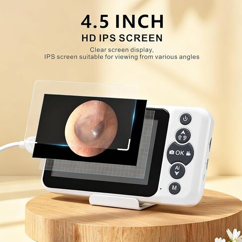 Ear Cleaner with Camera for Adults, Kids & Pets, Digital Otoscope with 4.5 Inch HD Screen, 3.9mm Camera Probe, Plug & Play Ear Wax Removal Kit, No App or WiFi, Photo/Video, 32GB Card in Kuwait