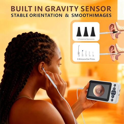 Ear Cleaner with Camera for Adults, Kids & Pets, Digital Otoscope with 4.5 Inch HD Screen, 3.9mm Camera Probe, Plug & Play Ear Wax Removal Kit, No App or WiFi, Photo/Video, 32GB Card in Kuwait