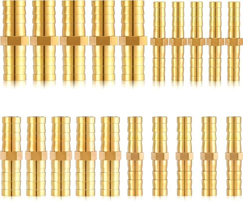 20 Pcs Brass Hose Barb Fitting 1/4" 5/16" 3/8" 1/2" (6 mm/8 mm/10 mm/12 mm) Barbed Hose Fittings Brass Splicer Mender Barbed Connector Air Line Repair Kit for Air Water Fuel Oil Hoses in Saudi Arabia