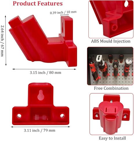 حامل أدوات مثبت على الحائط متوافق مع مثقاب كهربائي Milwaukee M12 12V، شماعة تخزين أدوات الطاقة للجراج، شاحنة العمل، صندوق الأدوات، الرف (8 عبوات، مع 24 براغي، غير مطبوعة ثلاثية الأبعاد) in Saudi Arabia