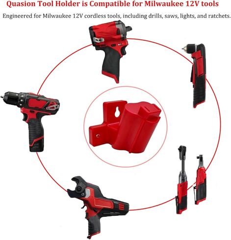حامل أدوات مثبت على الحائط متوافق مع مثقاب كهربائي Milwaukee M12 12V، شماعة تخزين أدوات الطاقة للجراج، شاحنة العمل، صندوق الأدوات، الرف (8 عبوات، مع 24 براغي، غير مطبوعة ثلاثية الأبعاد) in Saudi Arabia