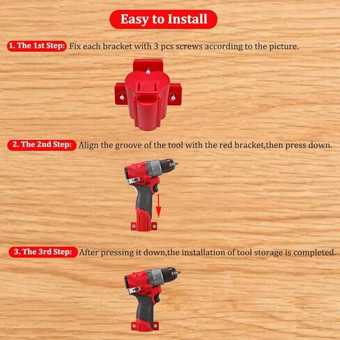 حامل أدوات مثبت على الحائط متوافق مع مثقاب كهربائي Milwaukee M12 12V، شماعة تخزين أدوات الطاقة للجراج، شاحنة العمل، صندوق الأدوات، الرف (8 عبوات، مع 24 براغي، غير مطبوعة ثلاثية الأبعاد) in Saudi Arabia