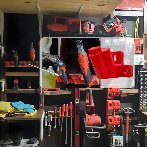 حامل أدوات مثبت على الحائط متوافق مع مثقاب كهربائي Milwaukee M12 12V، شماعة تخزين أدوات الطاقة للجراج، شاحنة العمل، صندوق الأدوات، الرف (8 عبوات، مع 24 براغي، غير مطبوعة ثلاثية الأبعاد) in Saudi Arabia