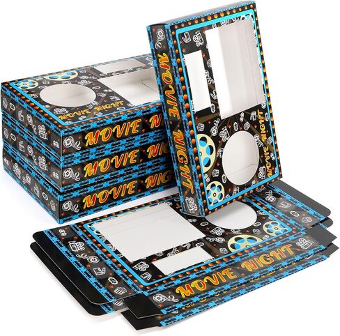 Kingrol Movie Night Supplies 100 Pcs - 50 Movie Snack Trays & 50 Popcorn Bags - Disposable Paper Holders for Popcorn, Candy, Drinks - Home Theater Party Supplies & Easy Cleanup in Saudi Arabia