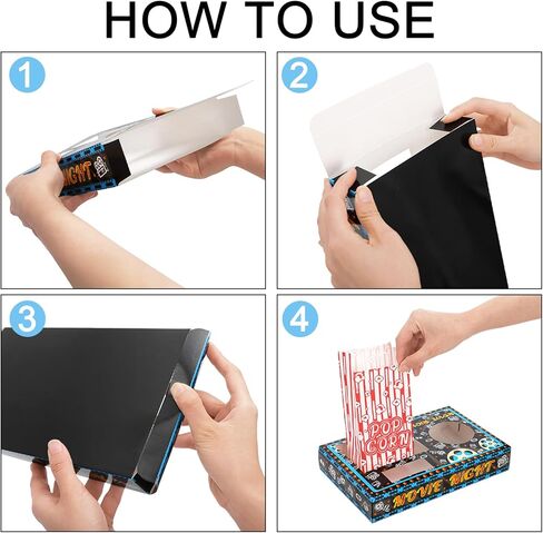 Kingrol Movie Night Supplies 100 Pcs - 50 Movie Snack Trays & 50 Popcorn Bags - Disposable Paper Holders for Popcorn, Candy, Drinks - Home Theater Party Supplies & Easy Cleanup in Saudi Arabia