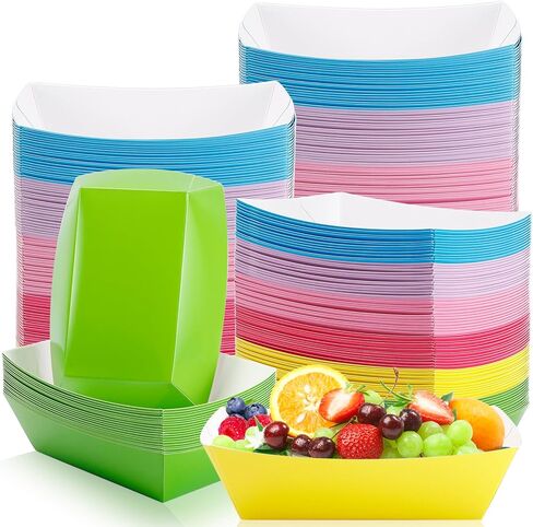 120 حزمة من قوارب صينية الطعام الورقية الملونة، صواني ناتشو الورقية للاستعمال مرة واحدة، صواني هوت دوج مقاومة للدهون، قوارب طعام ملونة تخدم صينية القارب من أجل ناتشو هوت دوج فرايز شواء تاكو in Kuwait