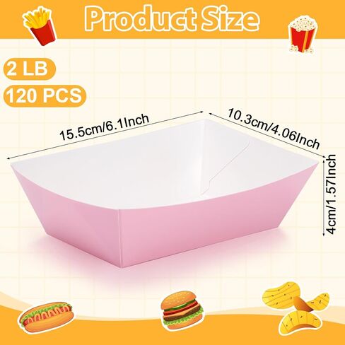 120 حزمة من قوارب صينية الطعام الورقية الملونة، صواني ناتشو الورقية للاستعمال مرة واحدة، صواني هوت دوج مقاومة للدهون، قوارب طعام ملونة تخدم صينية القارب من أجل ناتشو هوت دوج فرايز شواء تاكو in Kuwait