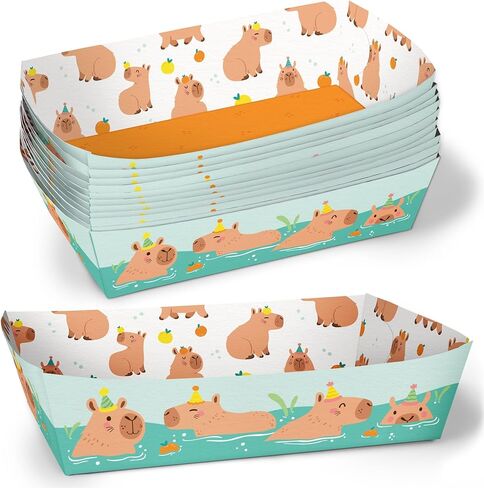 صواني طعام ورقية للحفلات من Big Dot of Happiness Capybara، قوارب طعام للاستعمال مرة واحدة لأعياد ميلاد الأطفال، نزهة، شواء، حاملات طعام ورقية على الوجهين للناتشوز، الكلاب الساخنة، البطاطس المقلية - 12 قيراط in Saudi Arabia