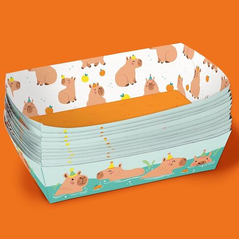 صواني طعام ورقية للحفلات من Big Dot of Happiness Capybara، قوارب طعام للاستعمال مرة واحدة لأعياد ميلاد الأطفال، نزهة، شواء، حاملات طعام ورقية على الوجهين للناتشوز، الكلاب الساخنة، البطاطس المقلية - 12 قيراط in Saudi Arabia