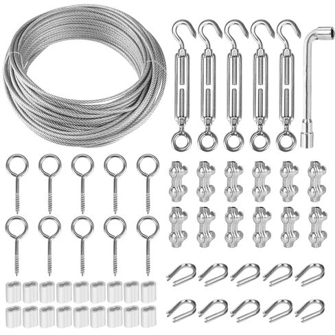 TooTaci 1/16 Wire Rope Kit, 100ft 7x7 Strand Core Vinyl Coated Stainless Steel Cable with M5 Turnbuckles for Cables Wire, String Light Hanging Kit, Garden Trellis, Climbing Plants in Saudi Arabia