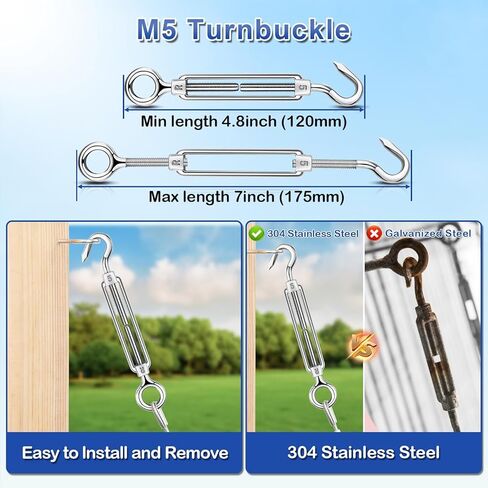 TooTaci 1/16 Wire Rope Kit, 100ft 7x7 Strand Core Vinyl Coated Stainless Steel Cable with M5 Turnbuckles for Cables Wire, String Light Hanging Kit, Garden Trellis, Climbing Plants in Saudi Arabia