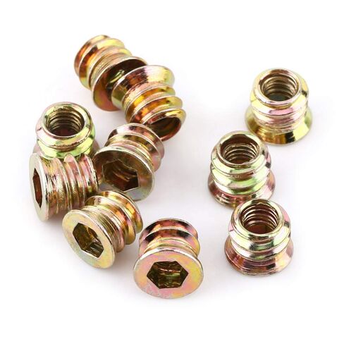 Qinlu-Washers 20Pcs Carbon Steel Hex Socket Drive Insert Nuts Threaded for Wood Furniture Screw Nut Stainless Hex Nut, for Factories Repair(M10x25mm) in Saudi Arabia