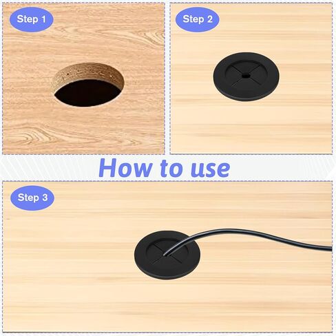 2PCS Cable Cord Grommet, 1-1/4 Inch (32mm) Black Desk Grommets Flexible Silicone Grommet Hole Cover, Wire Hole Cover Pass Through Desk Grommets for Table and Other Furnitures, Black in Saudi Arabia