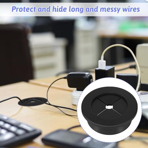 2PCS Cable Cord Grommet, 1-1/4 Inch (32mm) Black Desk Grommets Flexible Silicone Grommet Hole Cover, Wire Hole Cover Pass Through Desk Grommets for Table and Other Furnitures, Black in Saudi Arabia