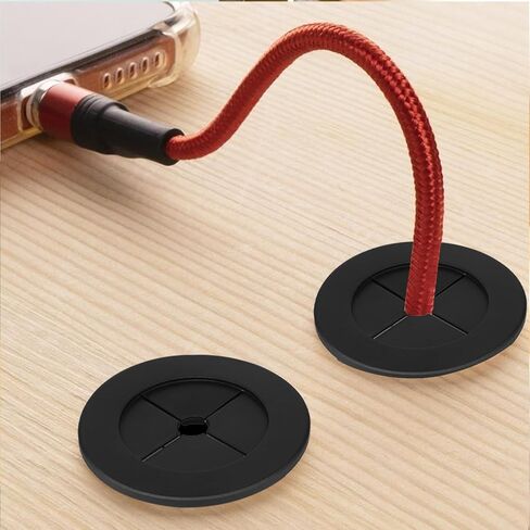 2PCS Cable Cord Grommet, 1-1/4 Inch (32mm) Black Desk Grommets Flexible Silicone Grommet Hole Cover, Wire Hole Cover Pass Through Desk Grommets for Table and Other Furnitures, Black in Saudi Arabia