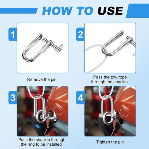 PATIKIL Long D Shackle, Stainless Steel Flat D Boat Shackle Marine Grade Key Pin for Lifting Outdoor Camping Hiking in Saudi Arabia