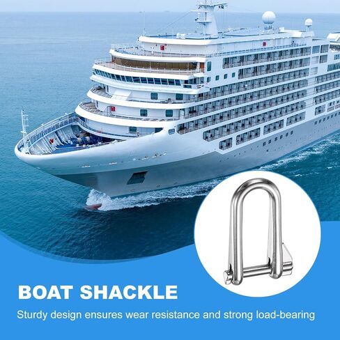 PATIKIL Long D Shackle, Stainless Steel Flat D Boat Shackle Marine Grade Key Pin for Lifting Outdoor Camping Hiking in Saudi Arabia