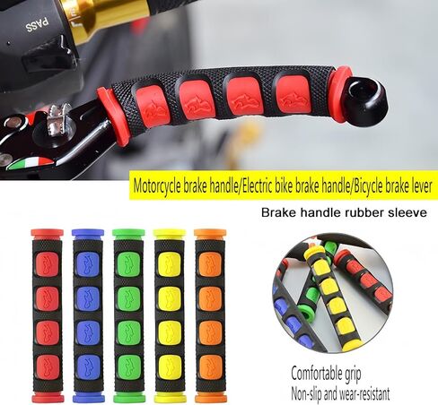 Universal Motorcycle and Bicycle Brake Lever Grips, Non-Slip Silicone Cover, 2pcs, Multi-Color in Saudi Arabia