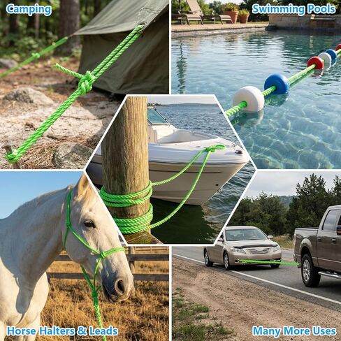 حبل مرساة 1/2 بوصة × 100 قدم، خط مرساة 3 حبلا مع كشتبان وقيد من الفولاذ المقاوم للصدأ، حبل مرساة للقارب مثالي لسحب قوارب الإرساء حتى 35 بوصة (أبيض) in Kuwait