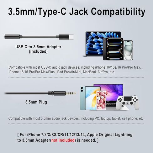 Wired Headset, 3.5mm/USB-C Computer Headset with Noise Cancelling Microphone for PC Laptop Cell Phone Mac iPhone Samsung Zoom Teams Call Center Home Office Work, in-line Controls, Comfort Fit in Saudi Arabia