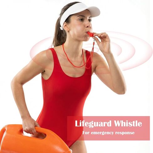 12 Pcs Red Emergency Whistles with Lanyard, Loud Referee Whistles Loud Crisp Sound Lifeguard Whistle Plastic Whistle for Sport Training Outdoor Emergencies in Saudi Arabia