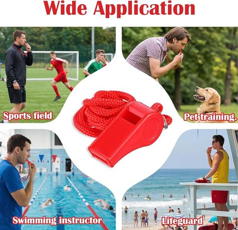 12 Pcs Red Emergency Whistles with Lanyard, Loud Referee Whistles Loud Crisp Sound Lifeguard Whistle Plastic Whistle for Sport Training Outdoor Emergencies in Saudi Arabia