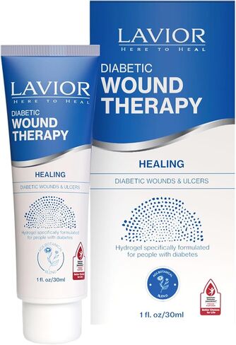 LAVIOR Diabetic Wound Gel 1oz – Natural Botanical Hydrogel for Cuts, Scrapes, Ulcers, CGM Site & Deep Wounds – Fast Healing – Inula Viscosa – ADA Endorsed, Podiatrist Tested, Vegan, Made in USA in Saudi Arabia