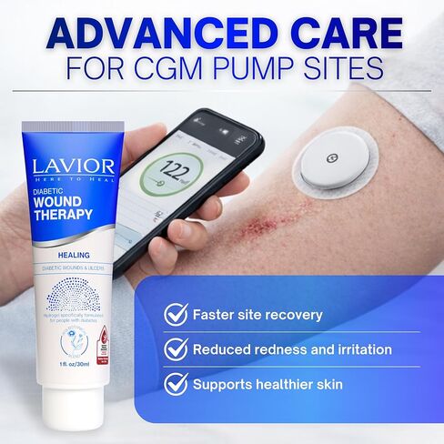 LAVIOR Diabetic Wound Gel 1oz – Natural Botanical Hydrogel for Cuts, Scrapes, Ulcers, CGM Site & Deep Wounds – Fast Healing – Inula Viscosa – ADA Endorsed, Podiatrist Tested, Vegan, Made in USA in Saudi Arabia