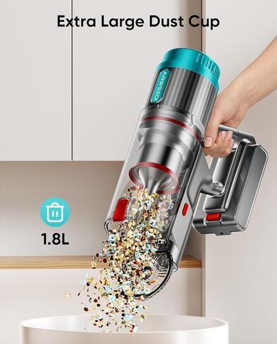 Cordless Vacuum Cleaner, 80Mins 650W/55KPA Self-Standing Vacuum Cleaners for Home, Stick Vacuum with Anti-Tangle Brush, LED Screen, Rechargeable Vacuum for Floor/Carpet/Pet Hair in Saudi Arabia