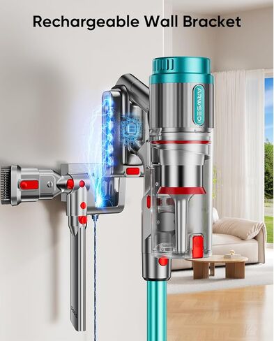 Cordless Vacuum Cleaner, 80Mins 650W/55KPA Self-Standing Vacuum Cleaners for Home, Stick Vacuum with Anti-Tangle Brush, LED Screen, Rechargeable Vacuum for Floor/Carpet/Pet Hair in Saudi Arabia