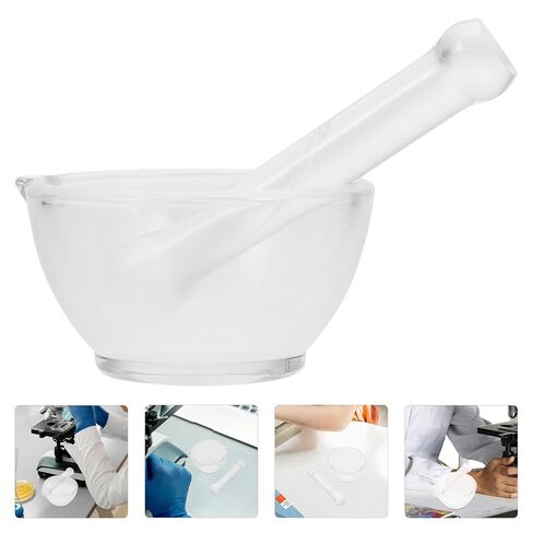 SEWACC Thick Base Glass Mortar and Pestle Laboratory and Kitchen Grinding Bowl Tool for Crushing and Fine Powder Preparation in Saudi Arabia
