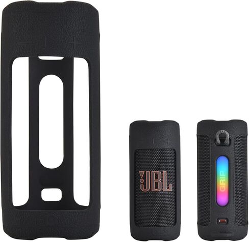 حافظة سيليكون مقاومة للصدمات لمكبر الصوت JBL Grip، غطاء واقٍ مضاد للانزلاق مع حزام كتف قابل للفصل، غطاء محمول للخارج، المنزل، السفر (أسود) in Kuwait