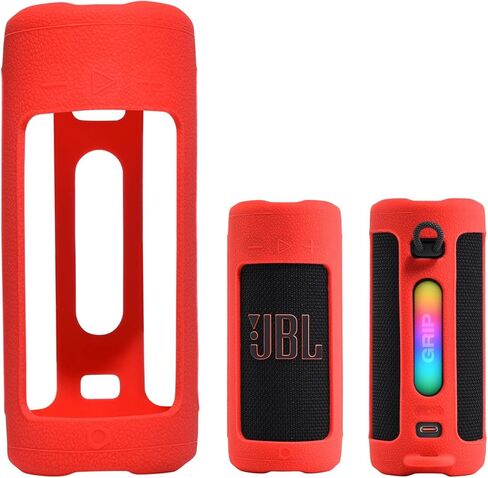 Shockproof Silicone Case for JBL Grip Speaker, Anti-Slip Protective Cover with Detachable Shoulder Strap, Portable Cover for Outdoor, Home, Travel (Black) in Saudi Arabia