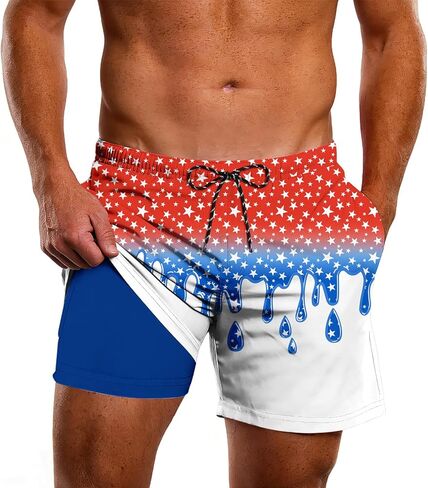 Cozople Men's 5.5" Inseam Swim Trunks Detachable Built-in Compression Liner Quick-Dry Anti-Chafing Design for Water Sports in Kuwait