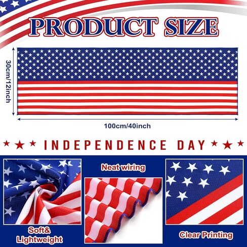 12 Pack Patriotic Cooling Towel with American Flag 40" x 12" Cooling Neck Wraps Microfiber Instant Cool Towel Red White and Blue Workout Towels Patriotic Party Supplies in Saudi Arabia