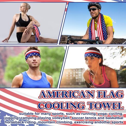12 Pack Patriotic Cooling Towel with American Flag 40" x 12" Cooling Neck Wraps Microfiber Instant Cool Towel Red White and Blue Workout Towels Patriotic Party Supplies in Saudi Arabia