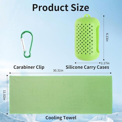 4 Pack Cooling Towels with Silicone Carry Cases, Microfiber Ice Towel for Yoga, Running, Gym, Workout, Sport, Fitness - Soft Breathable Chilly Towel Set with Cooling Neck Wraps & Gift Box in Saudi Arabia