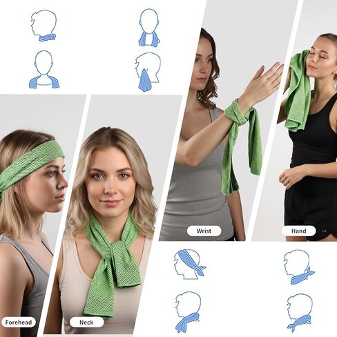 4 عبوات من مناشف التبريد مع حافظات حمل من السيليكون، منشفة ثلج من الألياف الدقيقة لليوجا والجري وصالة الألعاب الرياضية والتمرين والرياضة واللياقة البدنية - مجموعة مناشف باردة ناعمة قابلة للتنفس مع لفافات عنق تبريد وصندوق هدايا in Kuwait