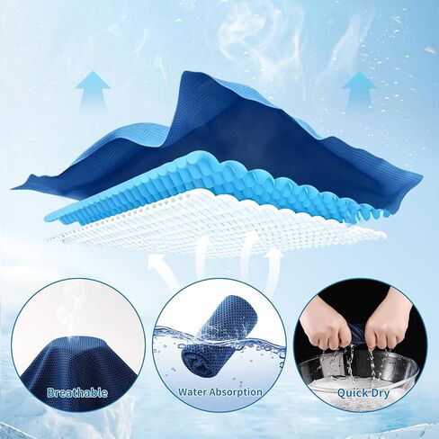 4 Pack Cooling Towels with Silicone Carry Cases, Microfiber Ice Towel for Yoga, Running, Gym, Workout, Sport, Fitness - Soft Breathable Chilly Towel Set with Cooling Neck Wraps & Gift Box in Saudi Arabia