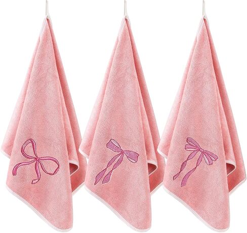 Tegeme 3 Pcs Bow Microfiber Gym Towels Coquette Embroidered Bow Bigger Size Soft Quick Drying Towels 14 x 31 Inches for Gym Exercise Fitness Sports Workout Spa Bathroom Kitchen Women Gifts in Saudi Arabia
