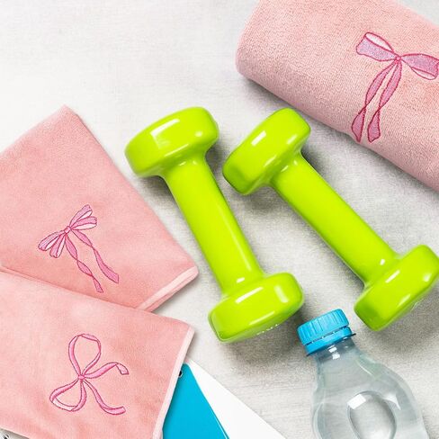 Tegeme 3 Pcs Bow Microfiber Gym Towels Coquette Embroidered Bow Bigger Size Soft Quick Drying Towels 14 x 31 Inches for Gym Exercise Fitness Sports Workout Spa Bathroom Kitchen Women Gifts in Saudi Arabia