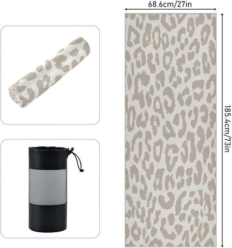 YETTASBIN Leopard Yoga Mat Towel, Non Slip Sweat Absorbent Hot Yoga Towel Portable Lightweight Travel Workout Towel with Storage Bag for Home Yoga, Pilates, Fitness 73x 27 Inch in Saudi Arabia