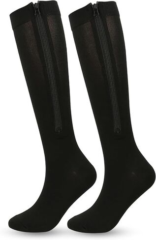 Mealah 15-20mmHg Zipper Compression Socks for Women and Men - Support Knee High Socks for Nurses Travel Athletic in Saudi Arabia