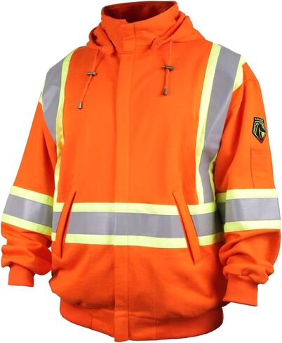 Black Stallion (JF1332 Full-Zip Hooded Sweatshirt, 12 oz Flame & Abrasion Resistant Cotton Fleece, Removable Hood, Orange in Kuwait