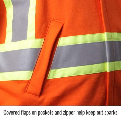 Black Stallion (JF1332 Full-Zip Hooded Sweatshirt, 12 oz Flame & Abrasion Resistant Cotton Fleece, Removable Hood, Orange in Kuwait