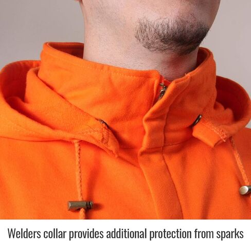 Black Stallion (JF1332 Full-Zip Hooded Sweatshirt, 12 oz Flame & Abrasion Resistant Cotton Fleece, Removable Hood, Orange in Kuwait