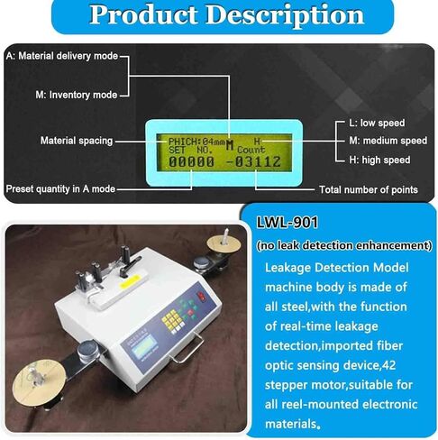 Component Counter, Automatic SMT SMD Parts Component Counter Counting Machine,50w Reel Parts Counter LCD Display with Leak Detection Fit for Any Size of Belt Wheel in Saudi Arabia