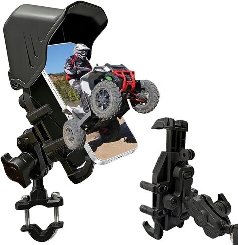 حامل هاتف للدراجة النارية مضاد للاهتزاز من Chikia مع مظلة، مقود قابل للتعديل بحجم ATV Bike Bike Scooter مناسب لجميع الأحوال الجوية 4.7-6.9 بوصة هاتف ذكي in Saudi Arabia