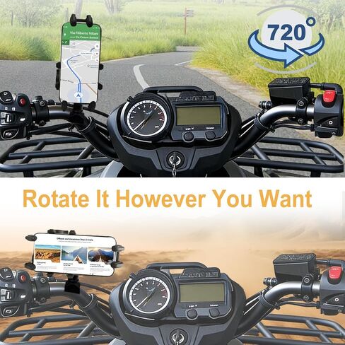 حامل هاتف للدراجة النارية مضاد للاهتزاز من Chikia مع مظلة، مقود قابل للتعديل بحجم ATV Bike Bike Scooter مناسب لجميع الأحوال الجوية 4.7-6.9 بوصة هاتف ذكي in Saudi Arabia