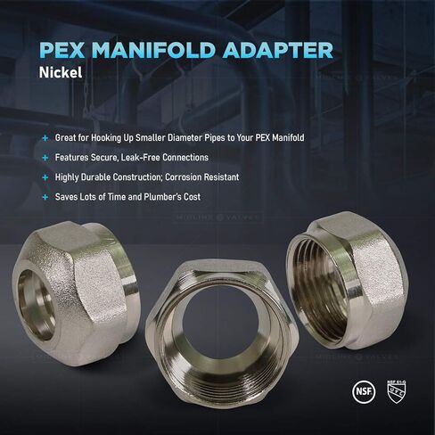 تركيب محول صمام خط الوسط NQY012-5 PEX؛ 1/2 بوصة × 3/4 بوصة؛ النيكل (5 عبوات) in Saudi Arabia